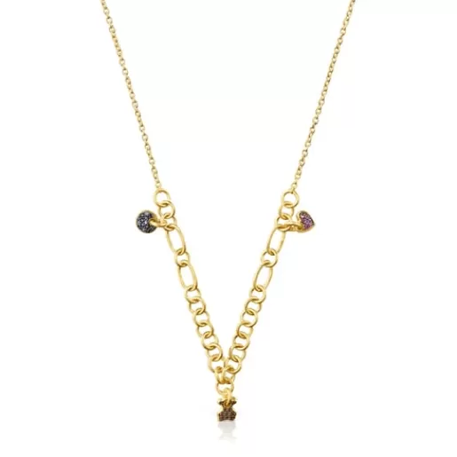 Outlet Silver vermeil Luah Necklace with sapphires and quartz Silver Necklaces | Short Necklaces