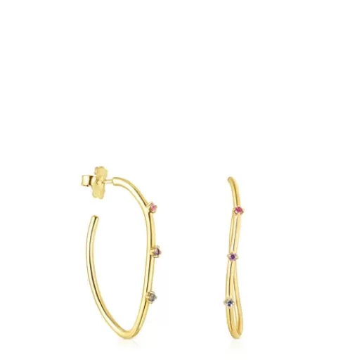 Online Silver vermeil Magic Nature hoop Earrings with gemstones Silver Earrings | Hoop Earrings