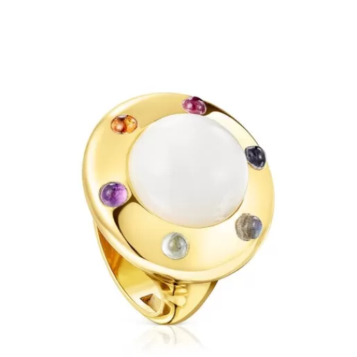 Hot Silver vermeil Magic Nature Ring with moonstone and gemstones Silver Rings | Medium Rings