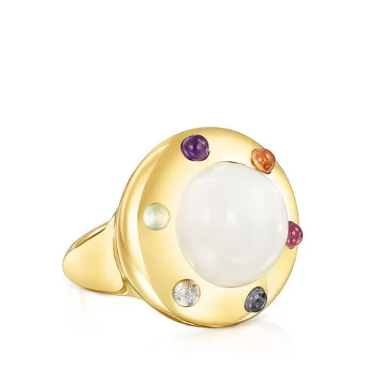 Hot Silver vermeil Magic Nature Ring with moonstone and gemstones Silver Rings | Medium Rings