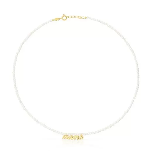 Cheap Silver vermeil Mama Necklace with cultured pearls Mama Silver Necklaces | Short Necklaces