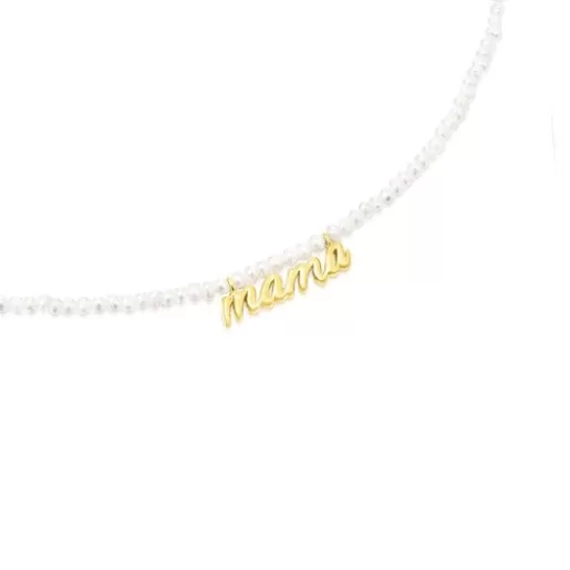 Cheap Silver vermeil Mama Necklace with cultured pearls Mama Silver Necklaces | Short Necklaces