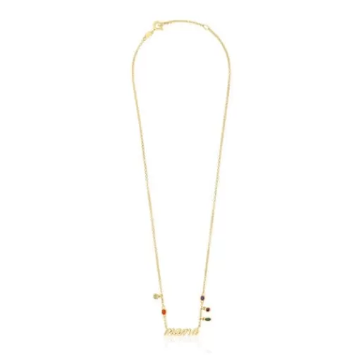 Online Silver vermeil Mama Necklace with gemstones Mama Silver Necklaces | Short Necklaces