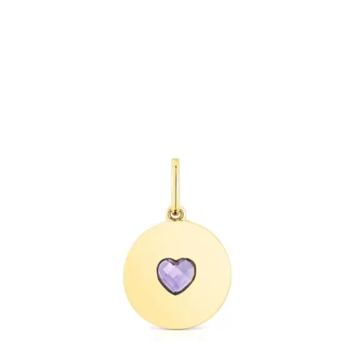 New Silver vermeil Medallion pendant with amethyst heart Aelita Silver Pendants | Medium Pendants