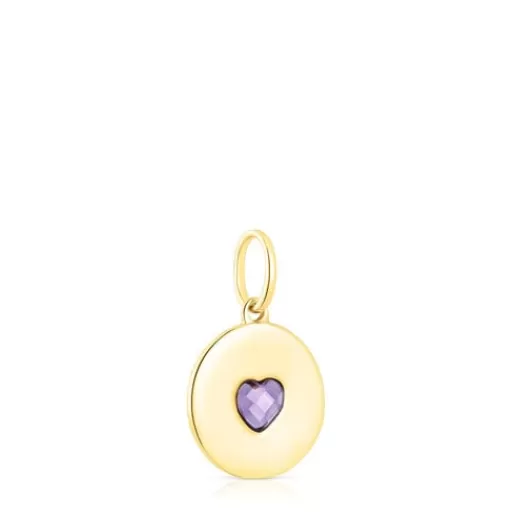 New Silver vermeil Medallion pendant with amethyst heart Aelita Silver Pendants | Medium Pendants