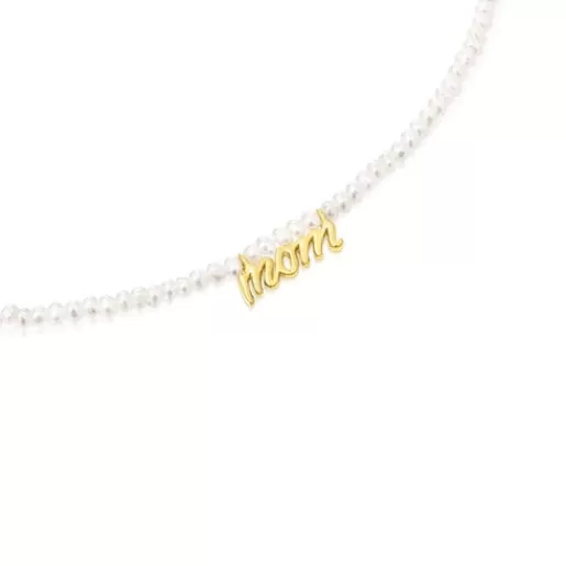 Best Silver vermeil Mom Necklace with cultured pearls Mama Silver Necklaces | Short Necklaces