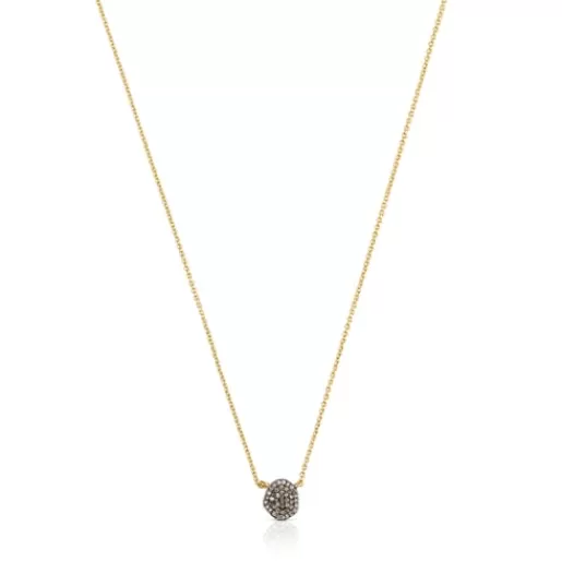 Shop Silver Vermeil Nenufar Necklace with Diamonds Silver Pendants | Short Necklaces