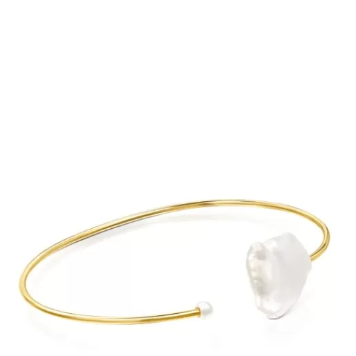 Clearance Silver Vermeil Nenufar petal Bracelet with Pearls Silver Bracelets | Pearl Bracelets