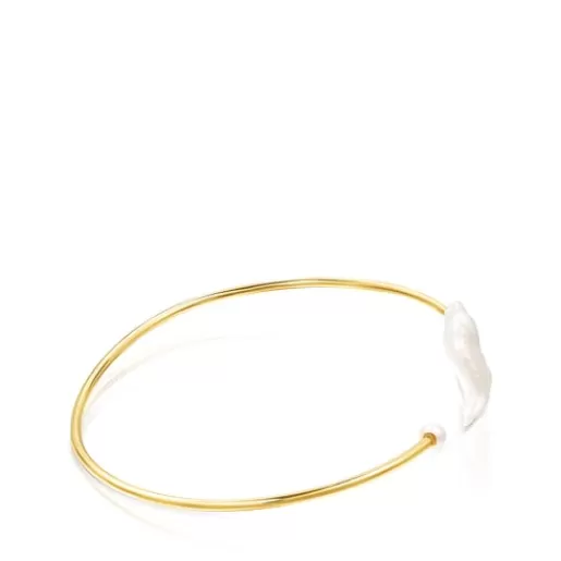 Clearance Silver Vermeil Nenufar petal Bracelet with Pearls Silver Bracelets | Pearl Bracelets