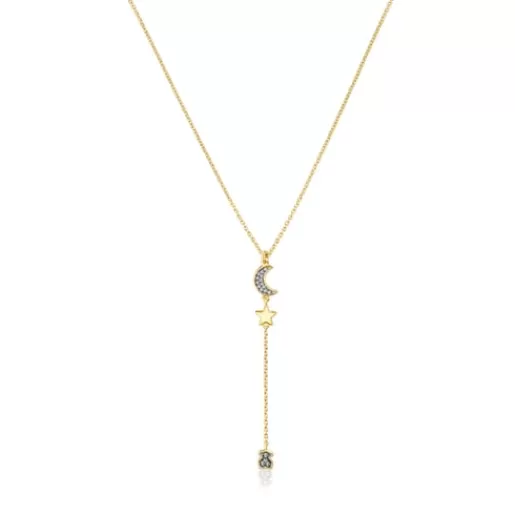 Best Sale Silver Vermeil Nocturne Necklace with Diamond charms Silver Necklaces | Short Necklaces