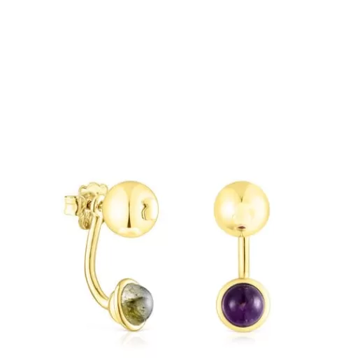 Cheap Silver vermeil Plump Earrings with gemstones Silver Earrings