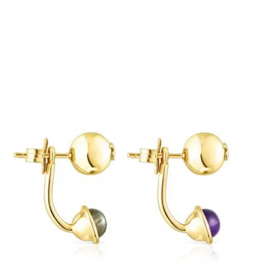 Cheap Silver vermeil Plump Earrings with gemstones Silver Earrings