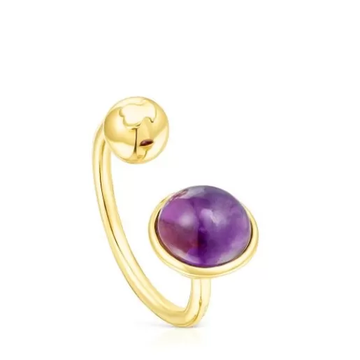 Shop Silver vermeil Plump Open ring with amethyst Silver Rings | Small Rings