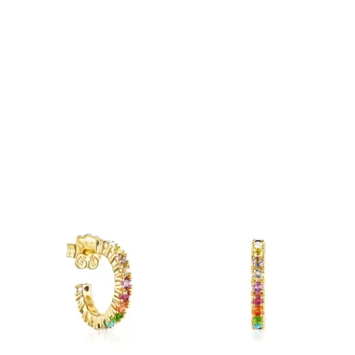 Clearance Silver Vermeil Straight Color Hoop Earrings with Gemstones Silver Earrings | Hoop Earrings