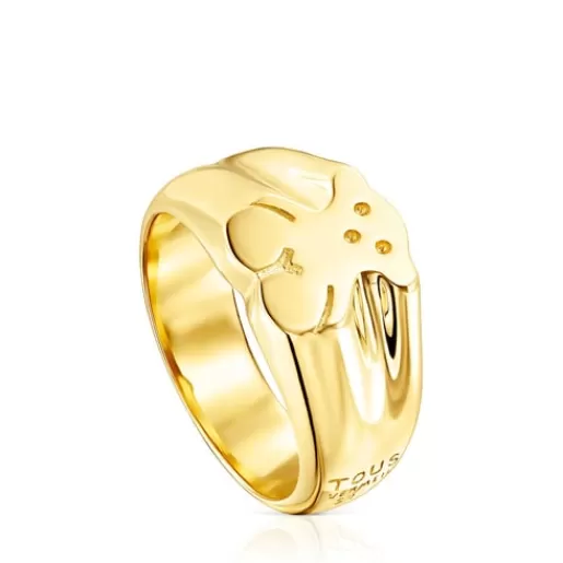 Store Silver Vermeil Sweet Dolls bear Signet ring Silver Rings | Medium Rings