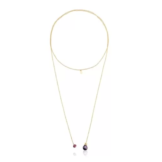 Fashion Silver vermeil Teddy Bear Gems open Necklace with pearl and ruby Silver Necklaces | Long Necklaces