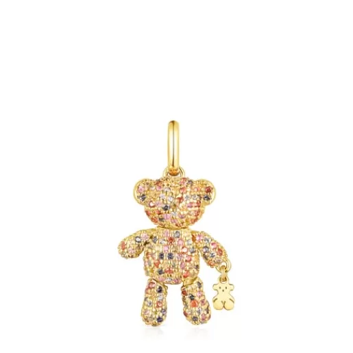 Cheap Silver Vermeil Teddy Bear Gems Pendant with Sapphires Silver Pendants | Medium Pendants