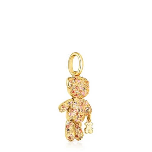 Cheap Silver Vermeil Teddy Bear Gems Pendant with Sapphires Silver Pendants | Medium Pendants