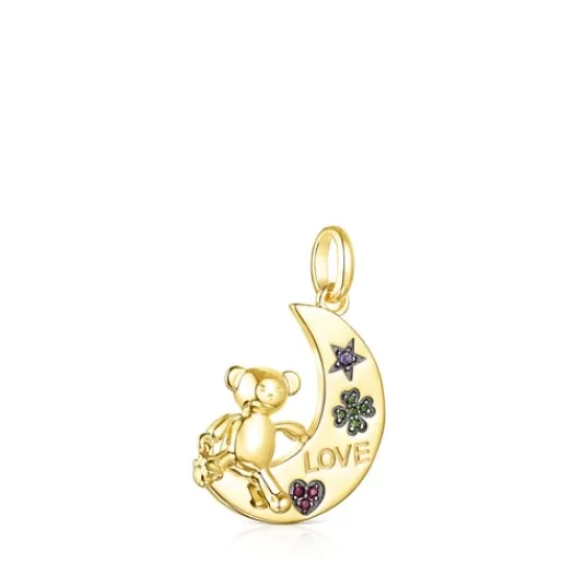 Best Silver Vermeil Teddy Bear moon-bear Pendant with Gemstones Silver Pendants | Medium Pendants