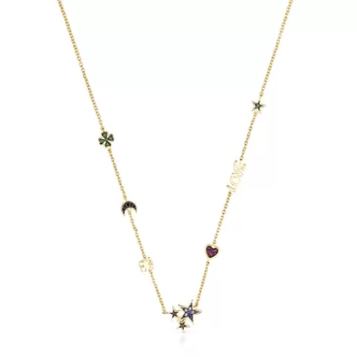 Outlet Silver Vermeil Teddy Bear Necklace with Gemstones Silver Necklaces | Short Necklaces