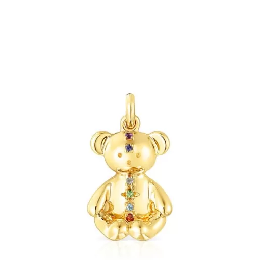 Shop Silver vermeil Teddy Bear Pendant with gemstones Silver Pendants | Small Pendants