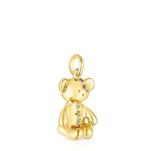 Shop Silver vermeil Teddy Bear Pendant with gemstones Silver Pendants | Small Pendants