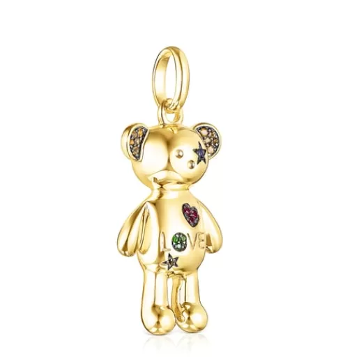 Hot Silver Vermeil Teddy Bear Stars Pendant with Gemstones Silver Pendants | Medium Pendants