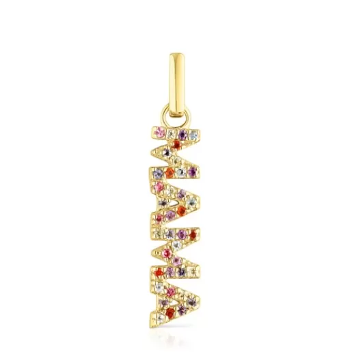 Hot Silver vermeil Crossword Mama Mama pendant with gemstones Silver Pendants | Medium Pendants