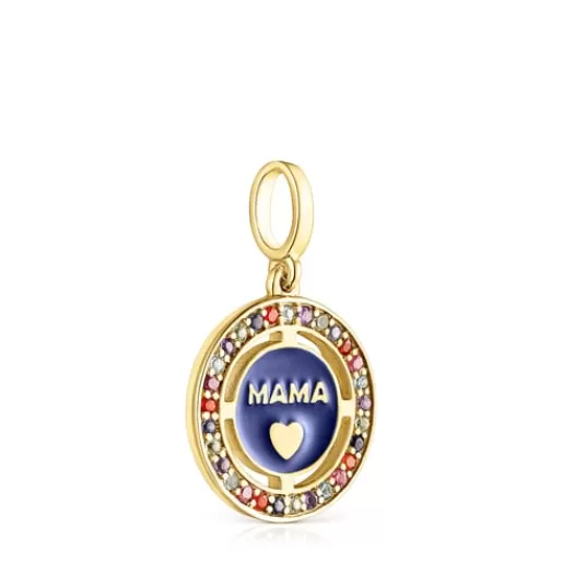Store Silver vermeil Crossword Mama Mama pendant with gemstones and enamel Silver Pendants | Medium Pendants
