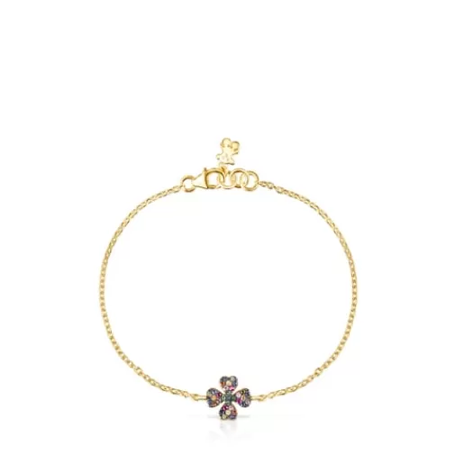 Best Sale Silver Vermeil Good Vibes clover Bracelet with Gemstones Silver Bracelets