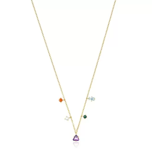 Fashion Silver Vermeil Good Vibes Necklace with Gemstones Silver Necklaces | Short Necklaces