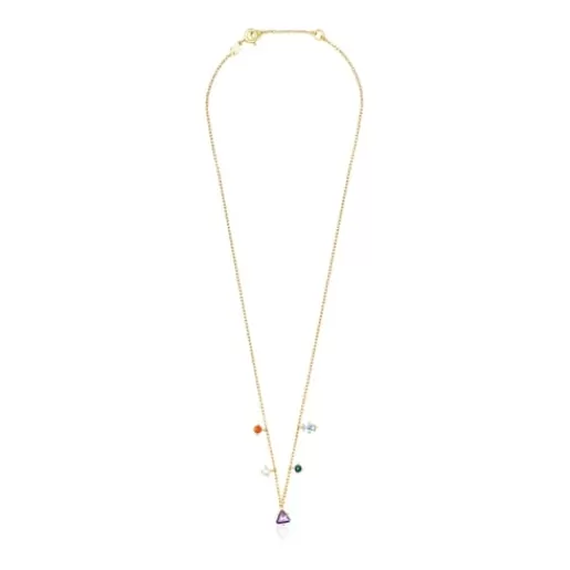 Fashion Silver Vermeil Good Vibes Necklace with Gemstones Silver Necklaces | Short Necklaces