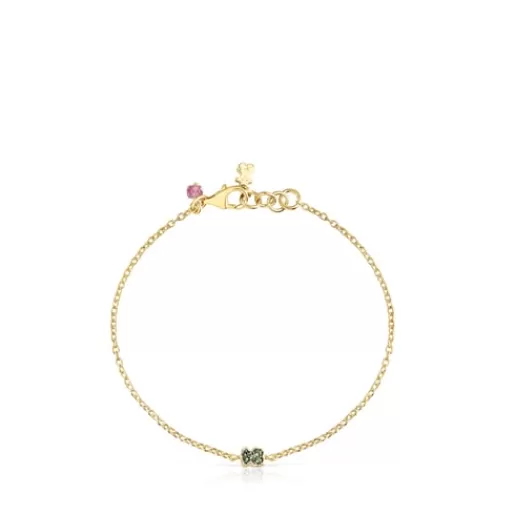 New Silver vermeil New Motif Bracelet with chrome diopside bear Silver Bracelets | Chain Bracelets