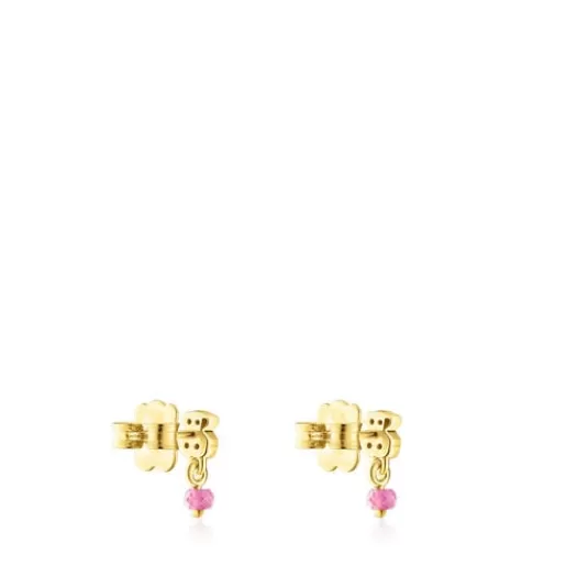 Clearance Silver vermeil New Motif Earrings with chrome diopside bear and ruby Silver Earrings | Small Earrings