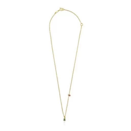 Fashion Silver vermeil New Motif Necklace with chrome diopside bear Silver Necklaces | Short Necklaces