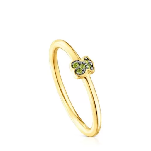 Best Sale Silver vermeil New Motif Ring with chrome diopside bear Silver Rings | Small Rings