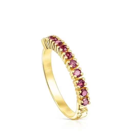 Sale Silver vermeil Straight Half wedding ring with rhodolites Silver Rings | Small Rings