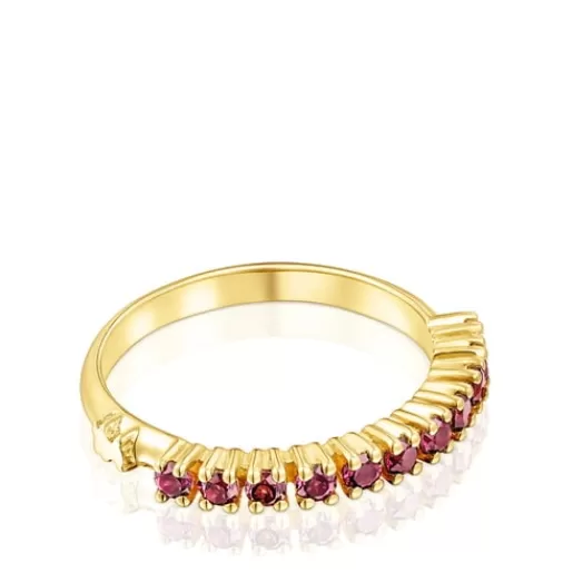 Sale Silver vermeil Straight Half wedding ring with rhodolites Silver Rings | Small Rings