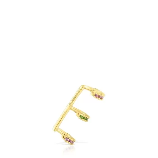 Clearance Silver vermeil Straight Triple earcuff with rhodolites, chrome diopside and gemstones Silver Earrings | Individual Earrings