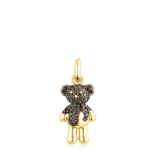 New Silver vermeil Teddy Bear Splash Pendant with smoky quartz Silver Pendants | Small Pendants