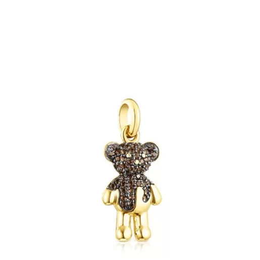New Silver vermeil Teddy Bear Splash Pendant with smoky quartz Silver Pendants | Small Pendants