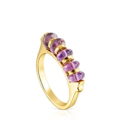 Best Sale Silver vermeil Virtual Garden Bar ring with amethyst Silver Rings | Medium Rings