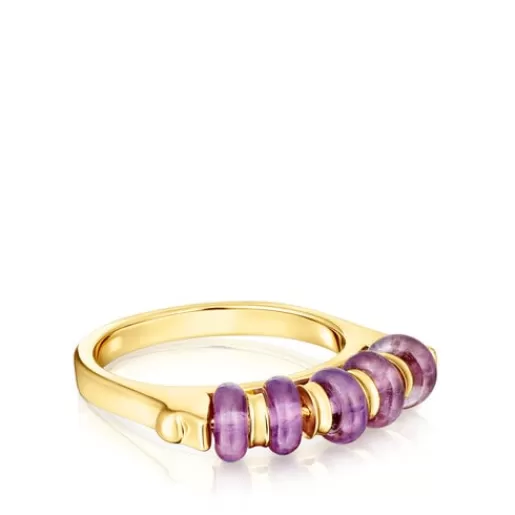 Best Sale Silver vermeil Virtual Garden Bar ring with amethyst Silver Rings | Medium Rings