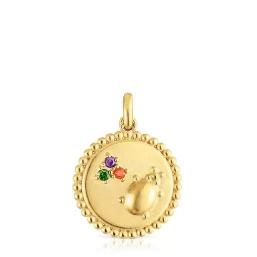 Online Silver vermeil Virtual Garden Medallion pendant with gemstones Silver Pendants | Small Pendants