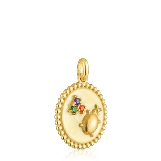 Online Silver vermeil Virtual Garden Medallion pendant with gemstones Silver Pendants | Small Pendants