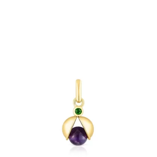 Online Silver vermeil Virtual Garden Pendant with amethyst and chrome diopside Silver Pendants | Small Pendants