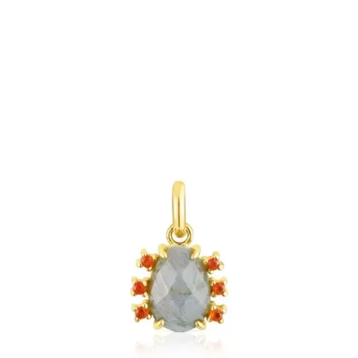 Outlet Silver vermeil Virtual Garden Pendant with labradorite and carnelian Silver Pendants | Small Pendants