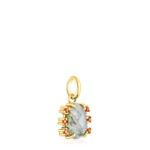 Outlet Silver vermeil Virtual Garden Pendant with labradorite and carnelian Silver Pendants | Small Pendants