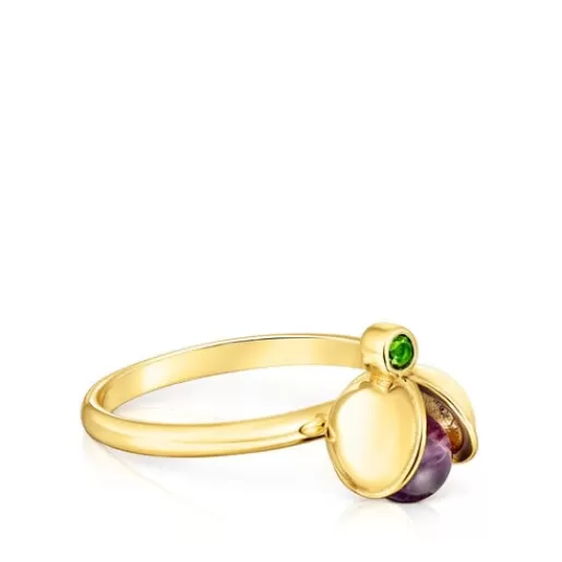 Cheap Silver vermeil Virtual Garden Ring with amethyst and chrome diopside Silver Rings | Small Rings