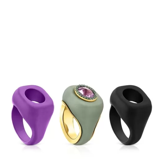 Clearance Silver vermeil Virtual Garden Signet ring set with amethyst Silver Rings | Large Rings